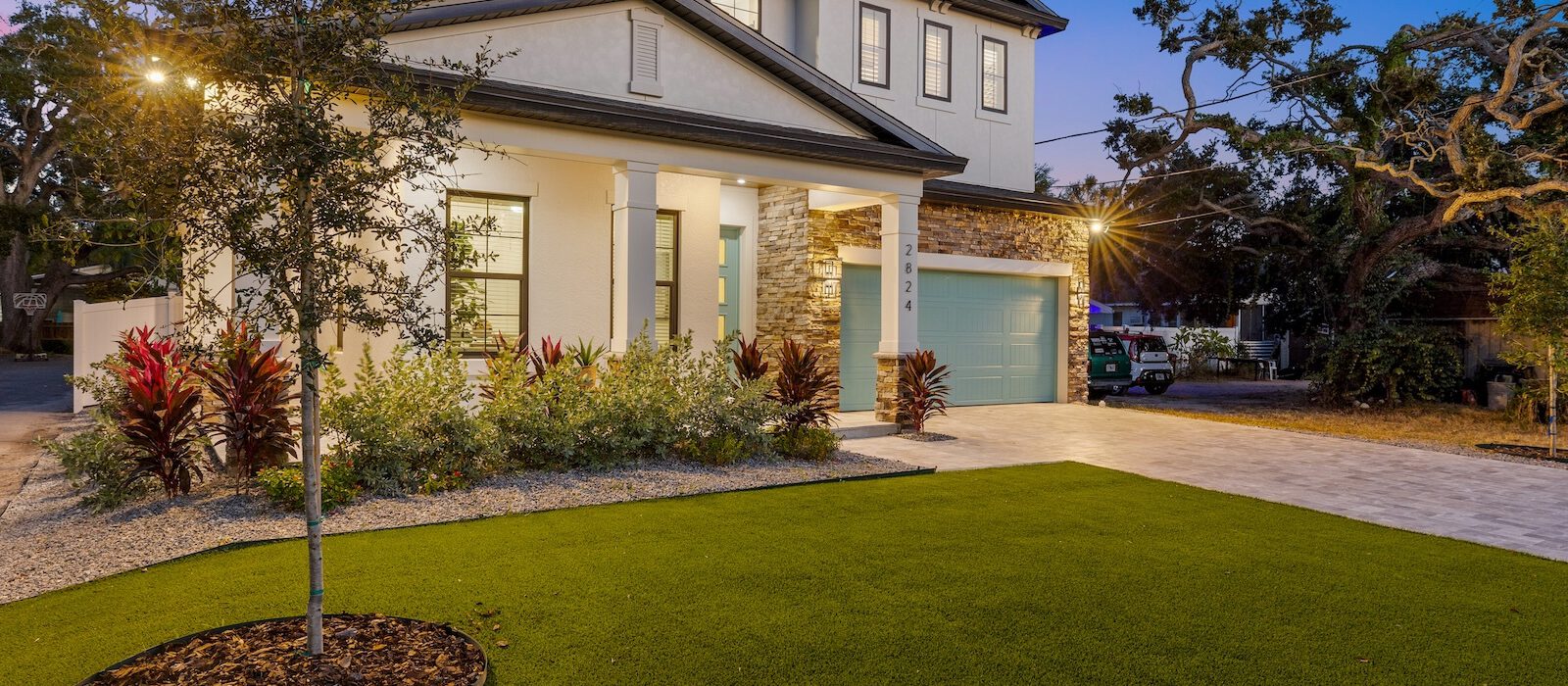 New, Modern, Model Home Construction at Night | WinWay Homes