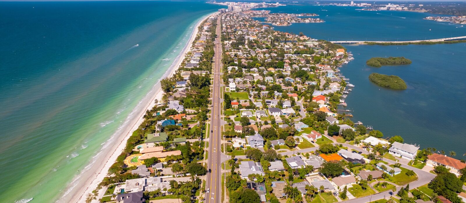 Aerial View of Indian Rocks Beach in St. Petersburg Where WinWay Homes Builds Custom Homes