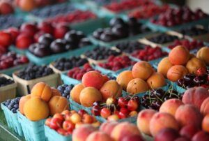 Colorful Fruit Displays at the Local Market in St. Petersburg